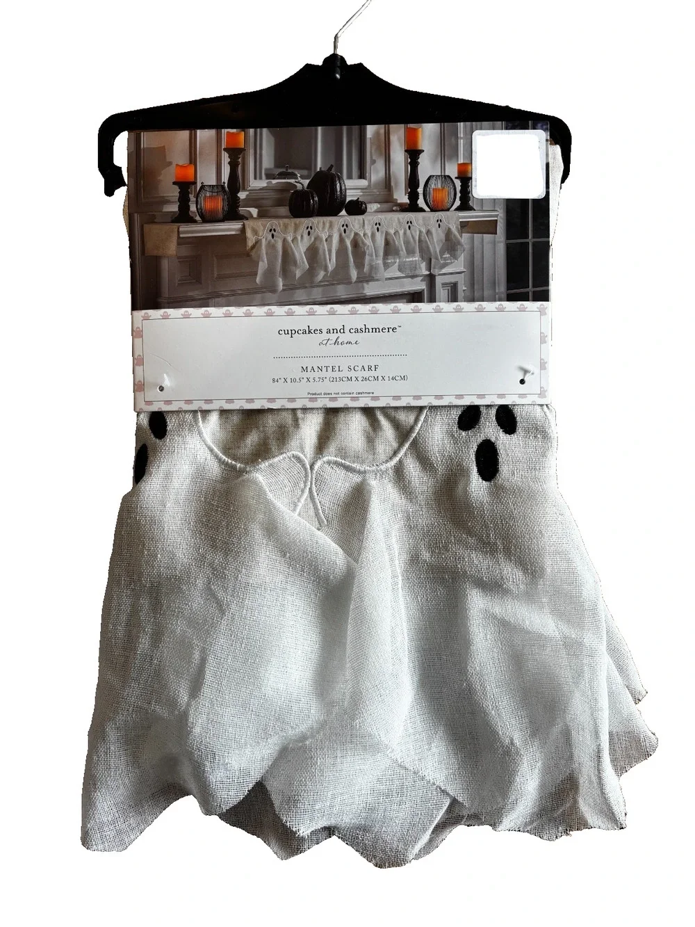 Cupcakes and Cashmere Ghost Mantle Scarf Cover Halloween Spooky Neutral Linen